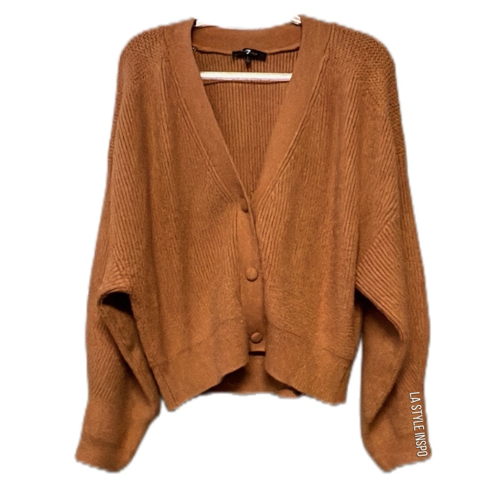 7 For All Mankind Buttoned Sweater Camel Brown Size Large